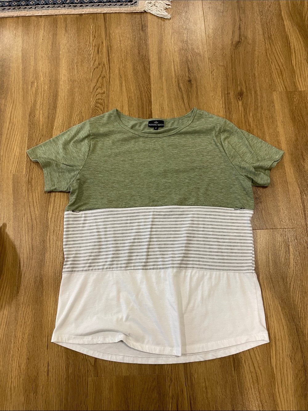Green and White Colorblock Tee